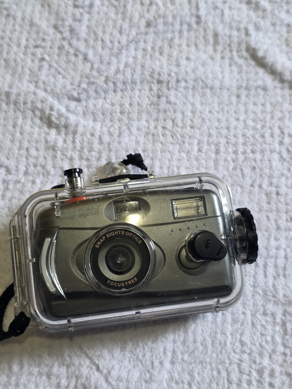 Silver Underwater Point-and-Shoot Camera in Clear Waterproof Housing